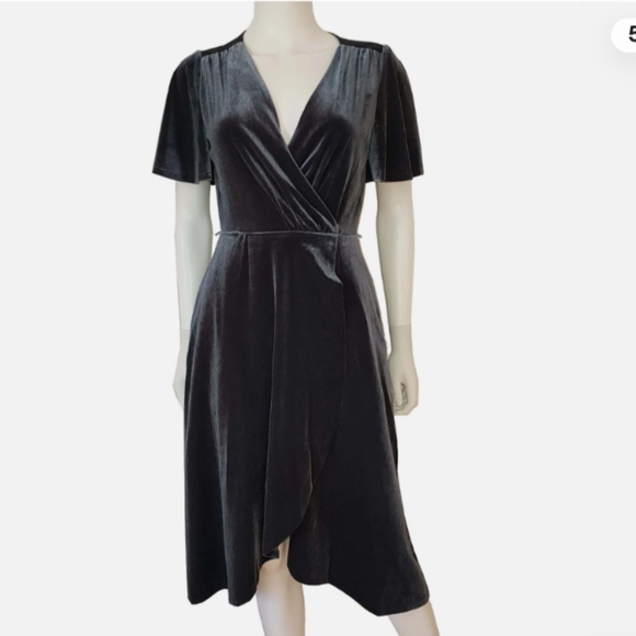 NWT Vince Camuto Velvet Elegant Navy Wrap Dress Size 16 - Picture 5 of 8